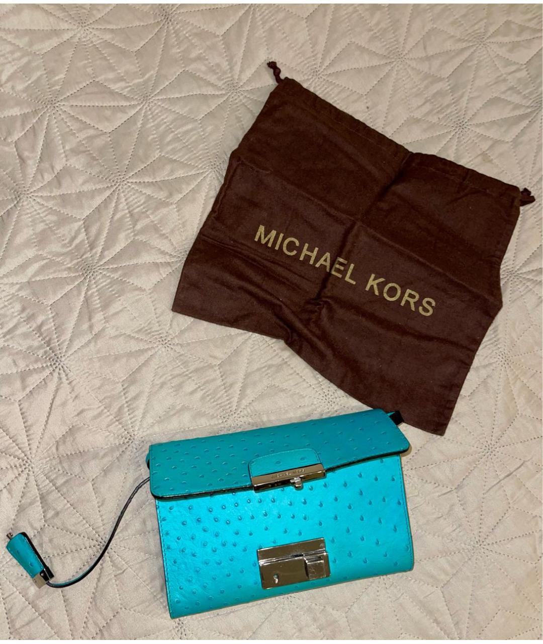 MICHAEL KORS Бирюзовая сумка через плечо из экзотической кожи, фото 7