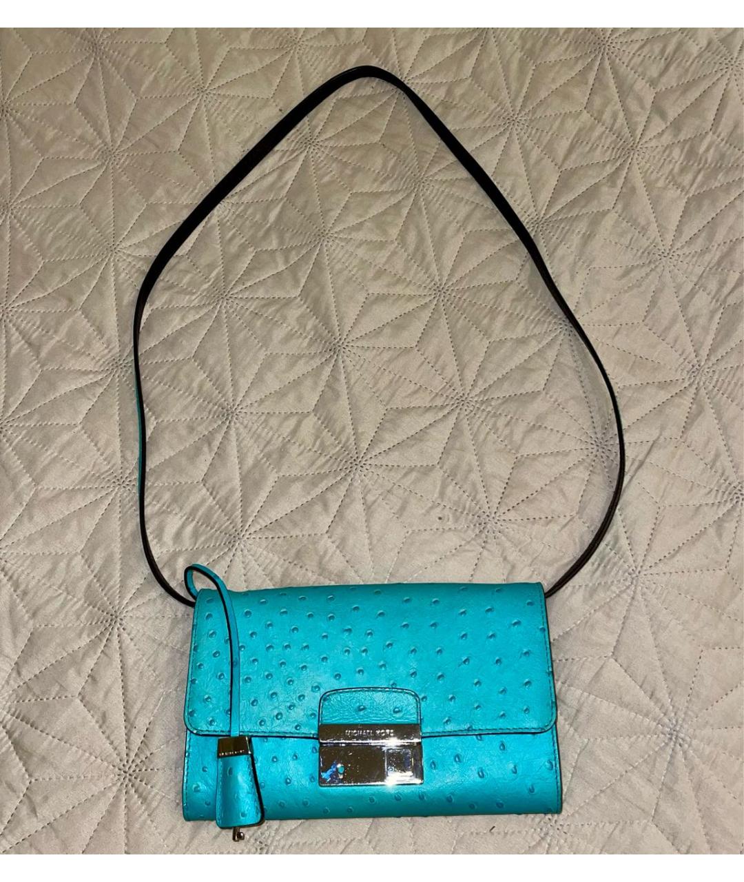 MICHAEL KORS Бирюзовая сумка через плечо из экзотической кожи, фото 2