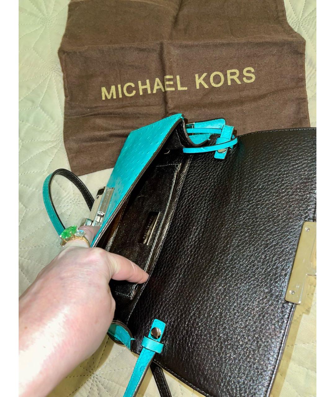 MICHAEL KORS Бирюзовая сумка через плечо из экзотической кожи, фото 4