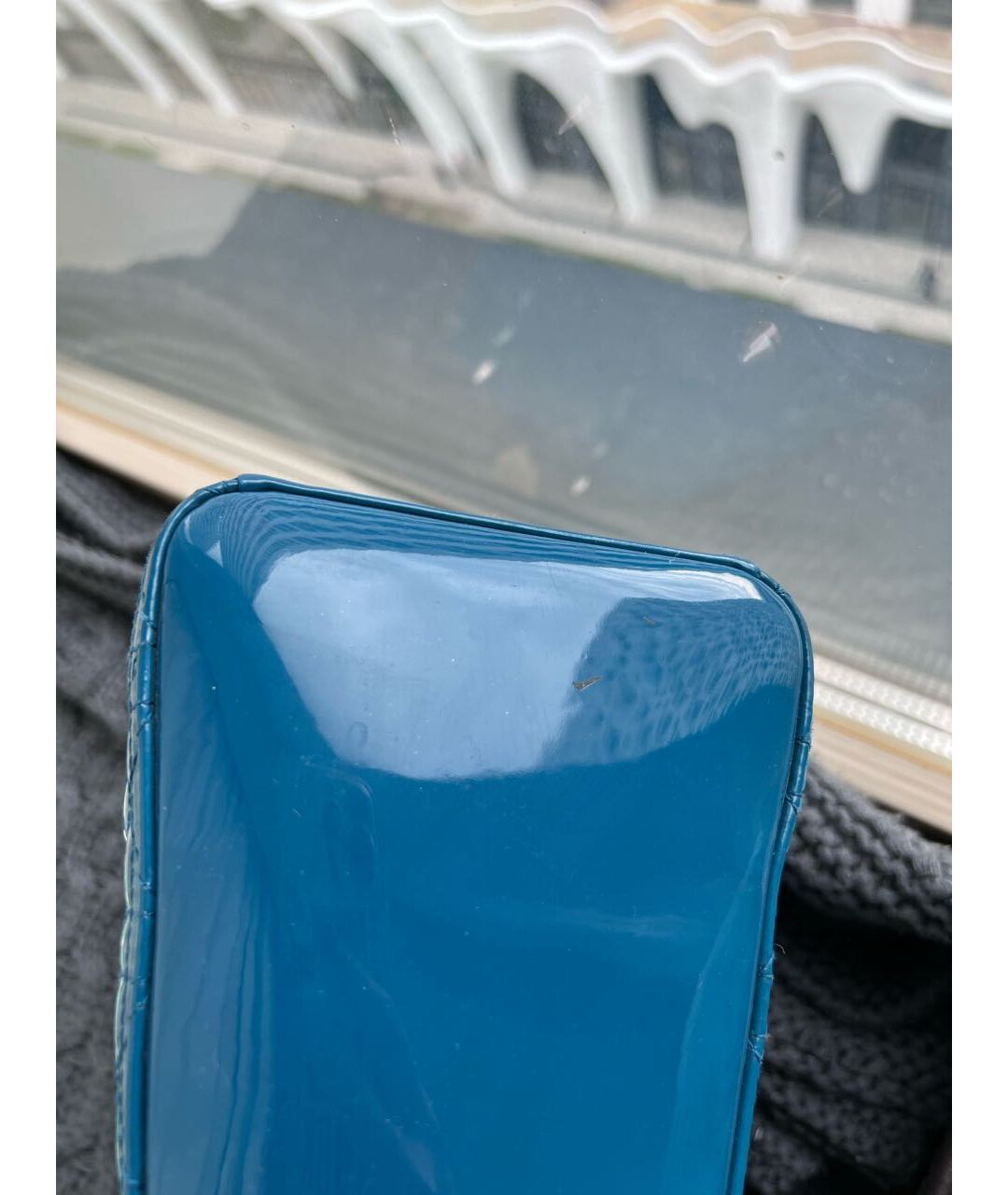 CHRISTIAN DIOR PRE-OWNED Синяя сумка с короткими ручками из лакированной кожи, фото 8