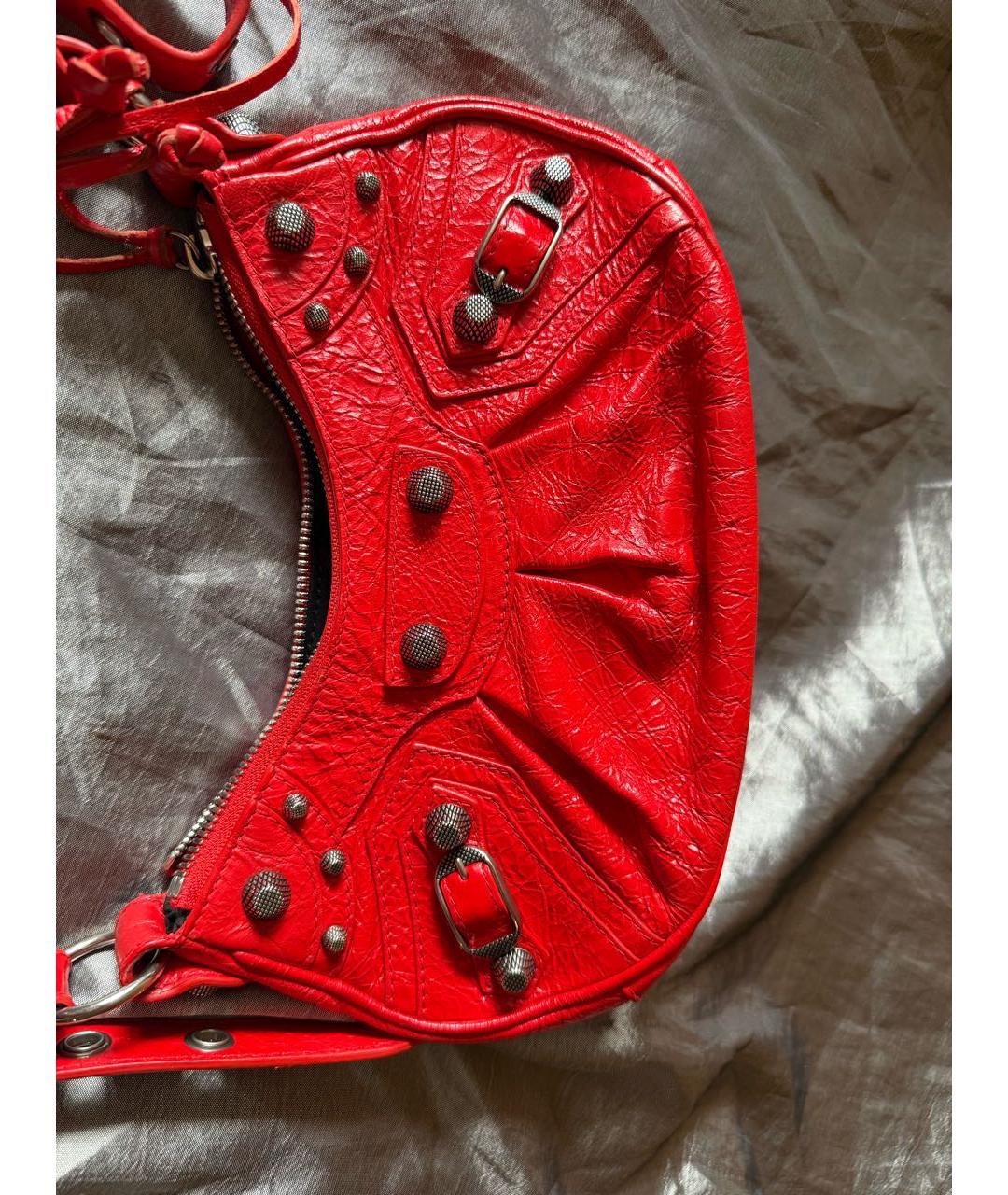 BALENCIAGA Красная кожаная сумка через плечо, фото 7