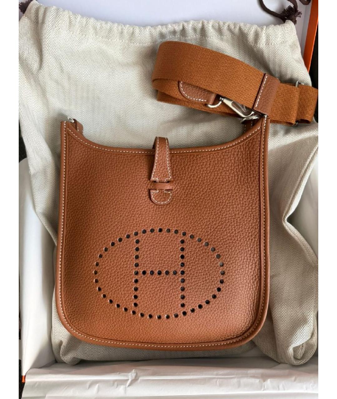 HERMES Коричневая кожаная сумка через плечо, фото 4