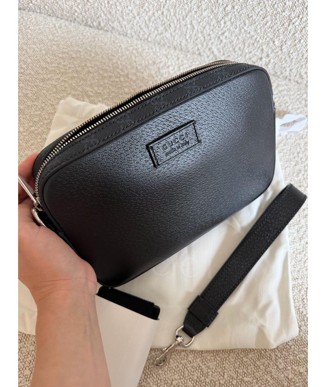 GUCCI Черная кожаная барсетка, фото 3
