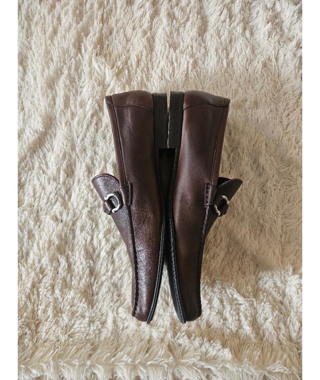 FERRAGAMO Коричневые кожаные лоферы, фото 9