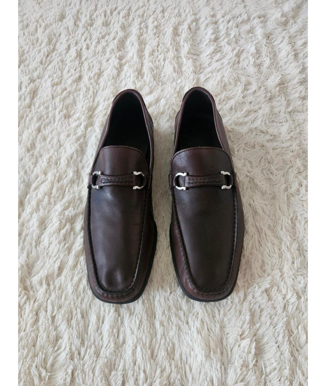 FERRAGAMO Коричневые кожаные лоферы, фото 3