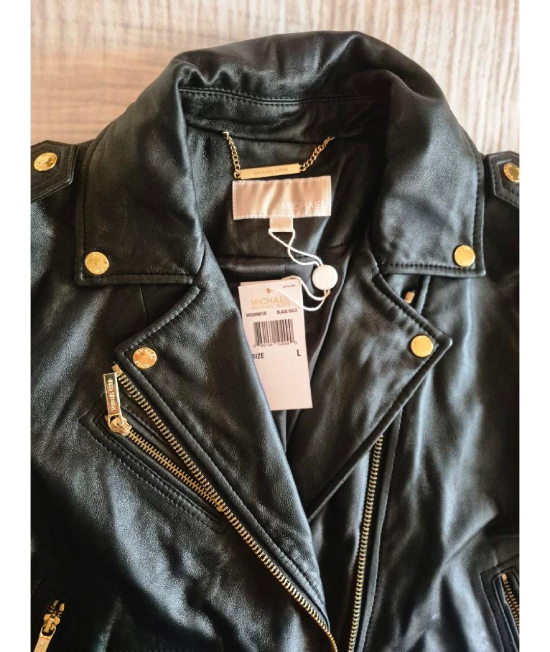 MICHAEL MICHAEL KORS Черная кожаная куртка, фото 4