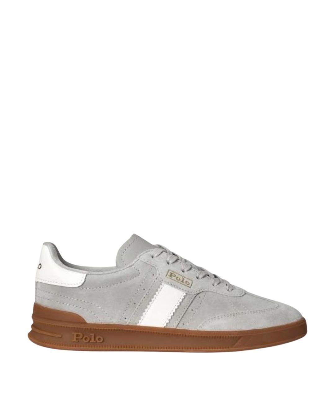 POLO RALPH LAUREN Серые кожаные низкие кроссовки / кеды, фото 1
