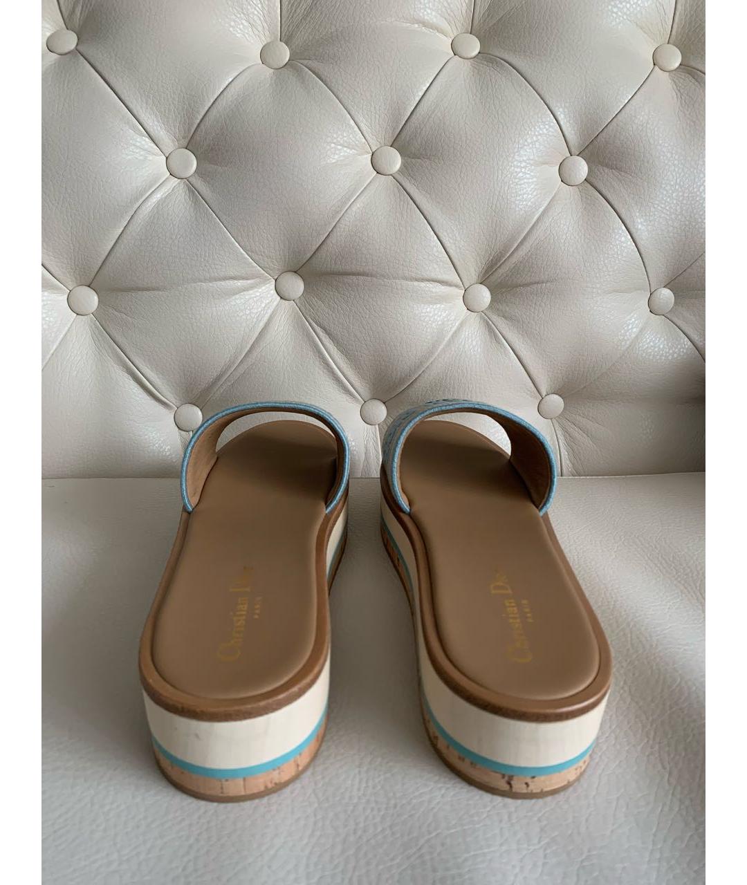 CHRISTIAN DIOR Голубые текстильные шлепанцы, фото 4