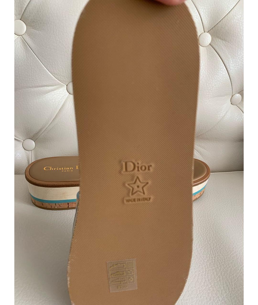 CHRISTIAN DIOR Голубые текстильные шлепанцы, фото 6
