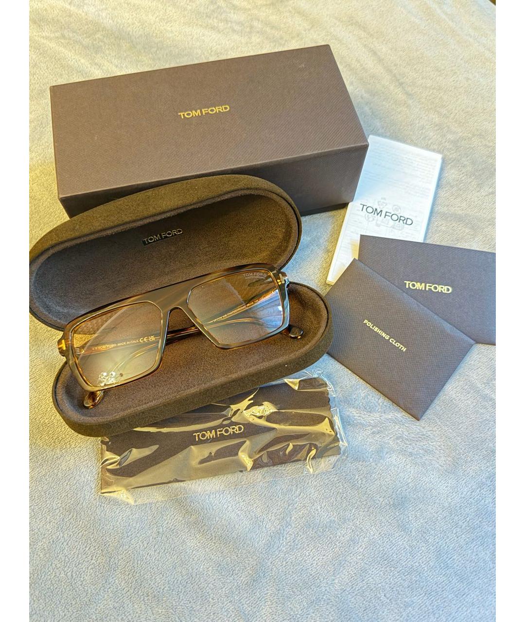 TOM FORD Коричневые пластиковые солнцезащитные очки, фото 4