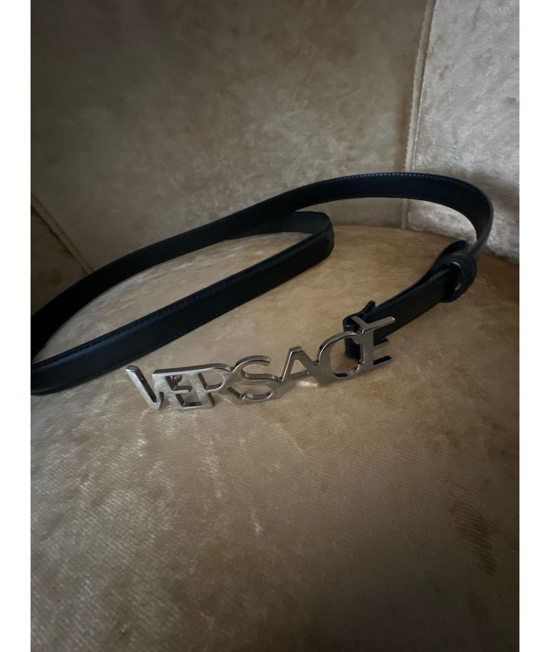 VERSACE Черный кожаный ремень, фото 2