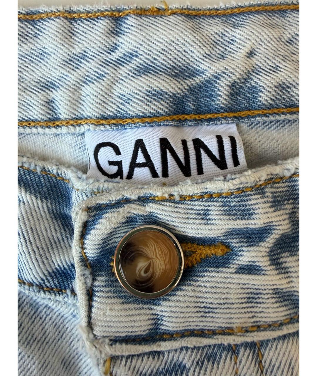GANNI Голубые хлопковые прямые джинсы, фото 6