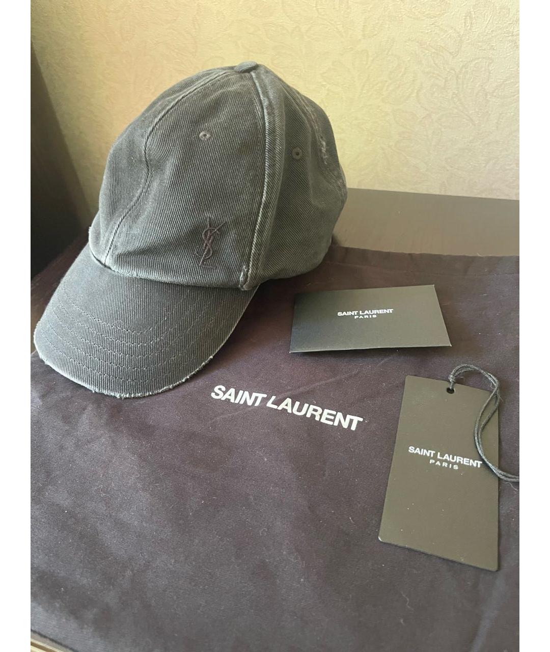 SAINT LAURENT Черная хлопковая кепка, фото 6