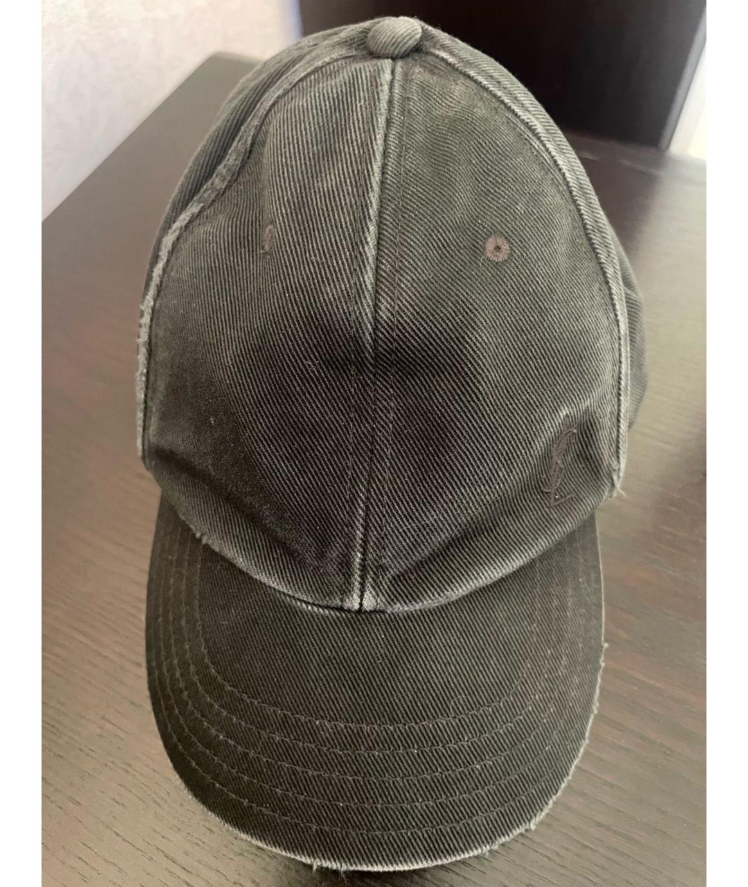 SAINT LAURENT Черная хлопковая кепка, фото 7