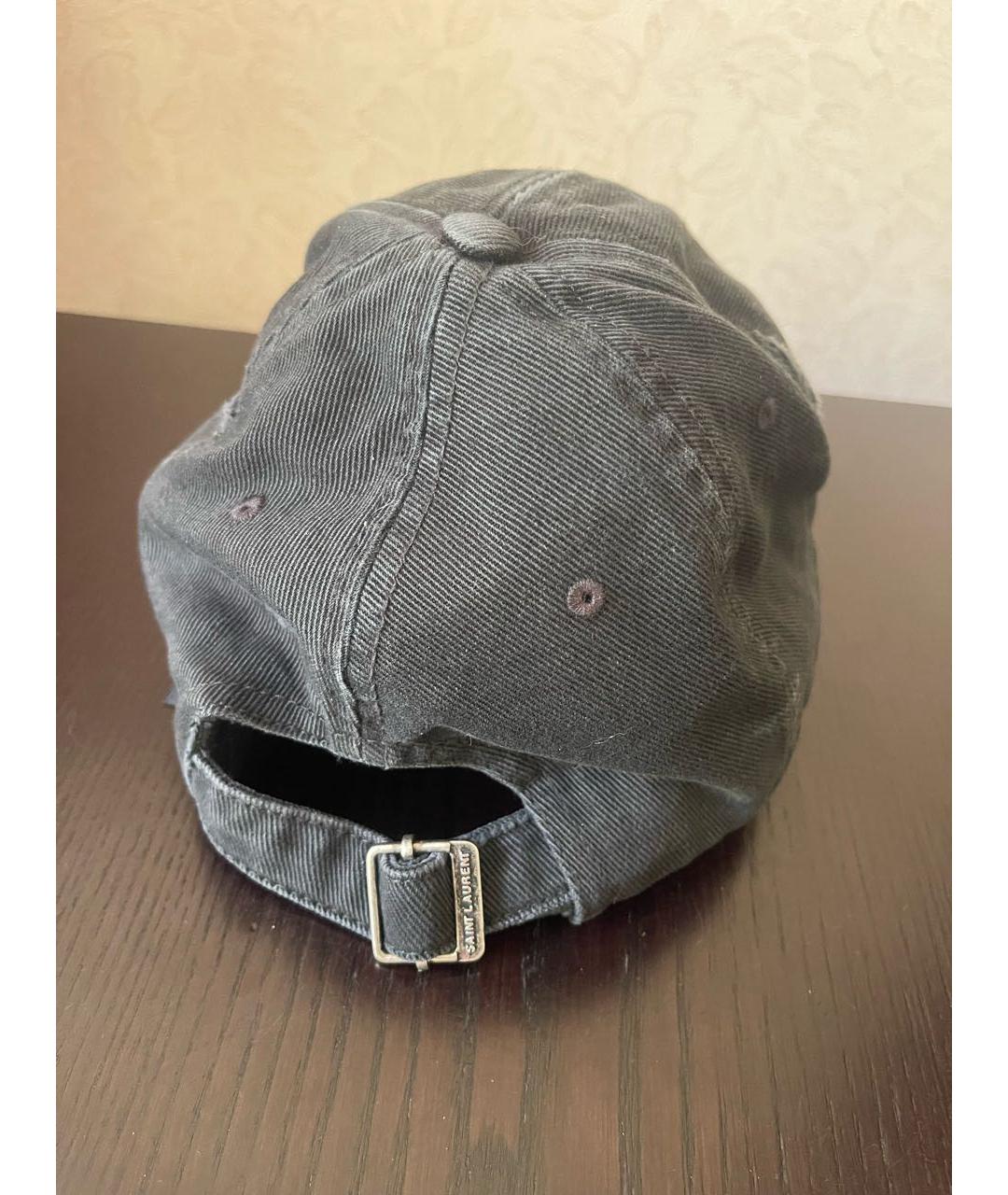 SAINT LAURENT Черная хлопковая кепка, фото 4