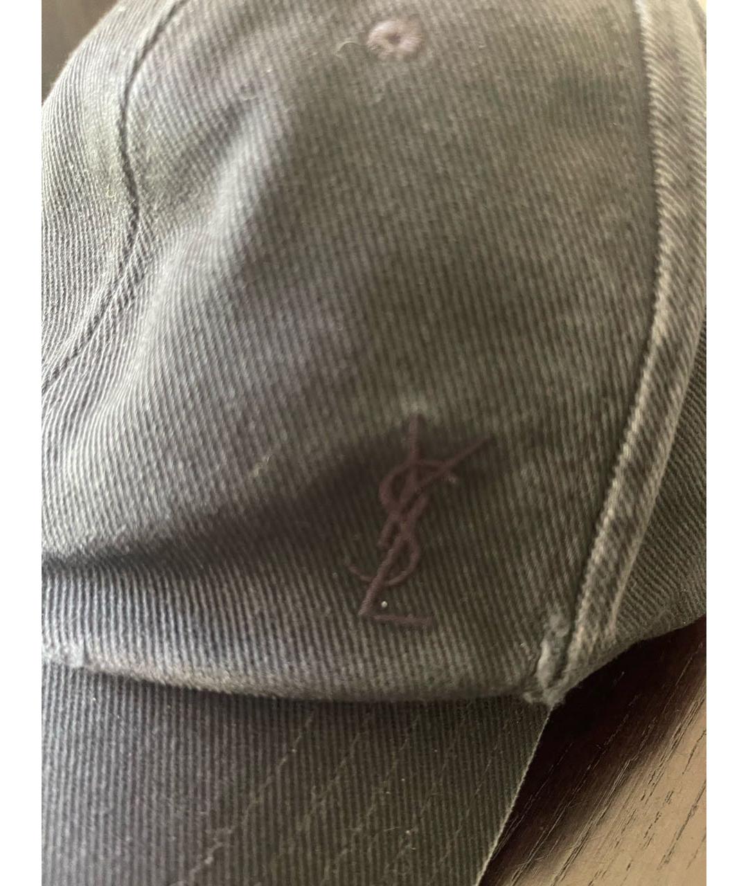 SAINT LAURENT Черная хлопковая кепка, фото 5