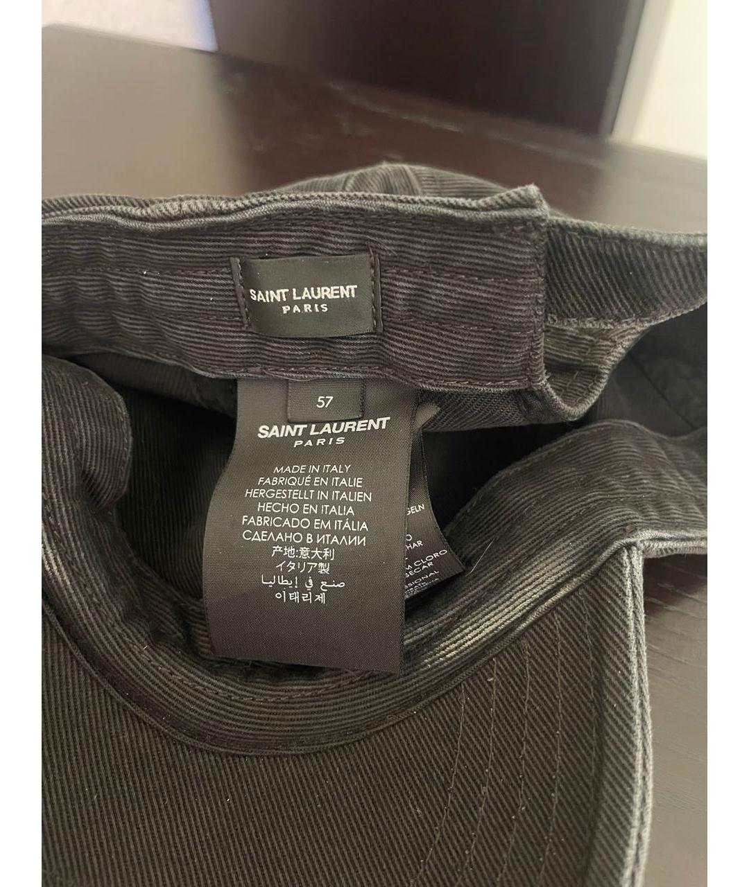 SAINT LAURENT Черная хлопковая кепка, фото 3