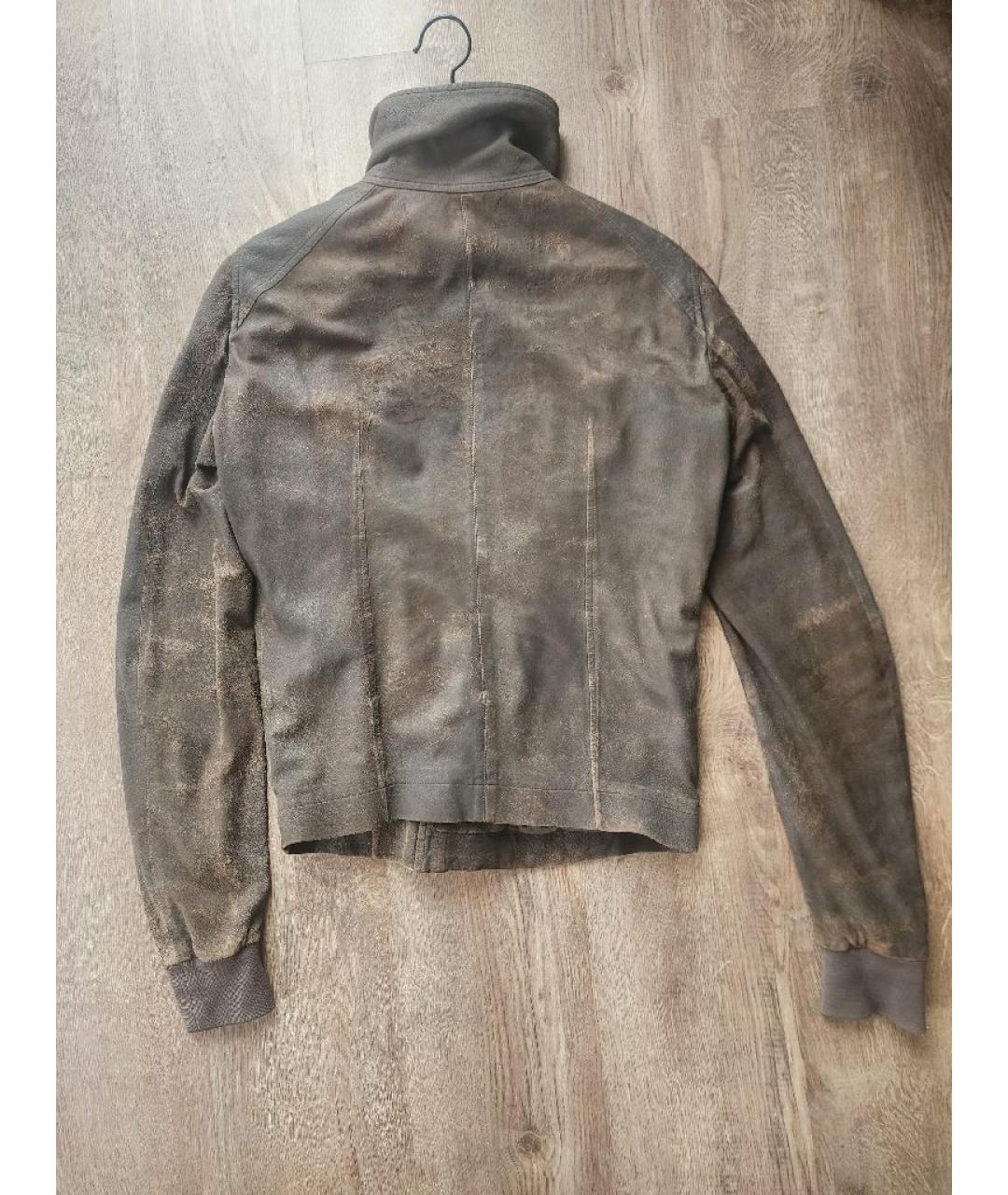 RICK OWENS Хаки кожаная куртка, фото 2