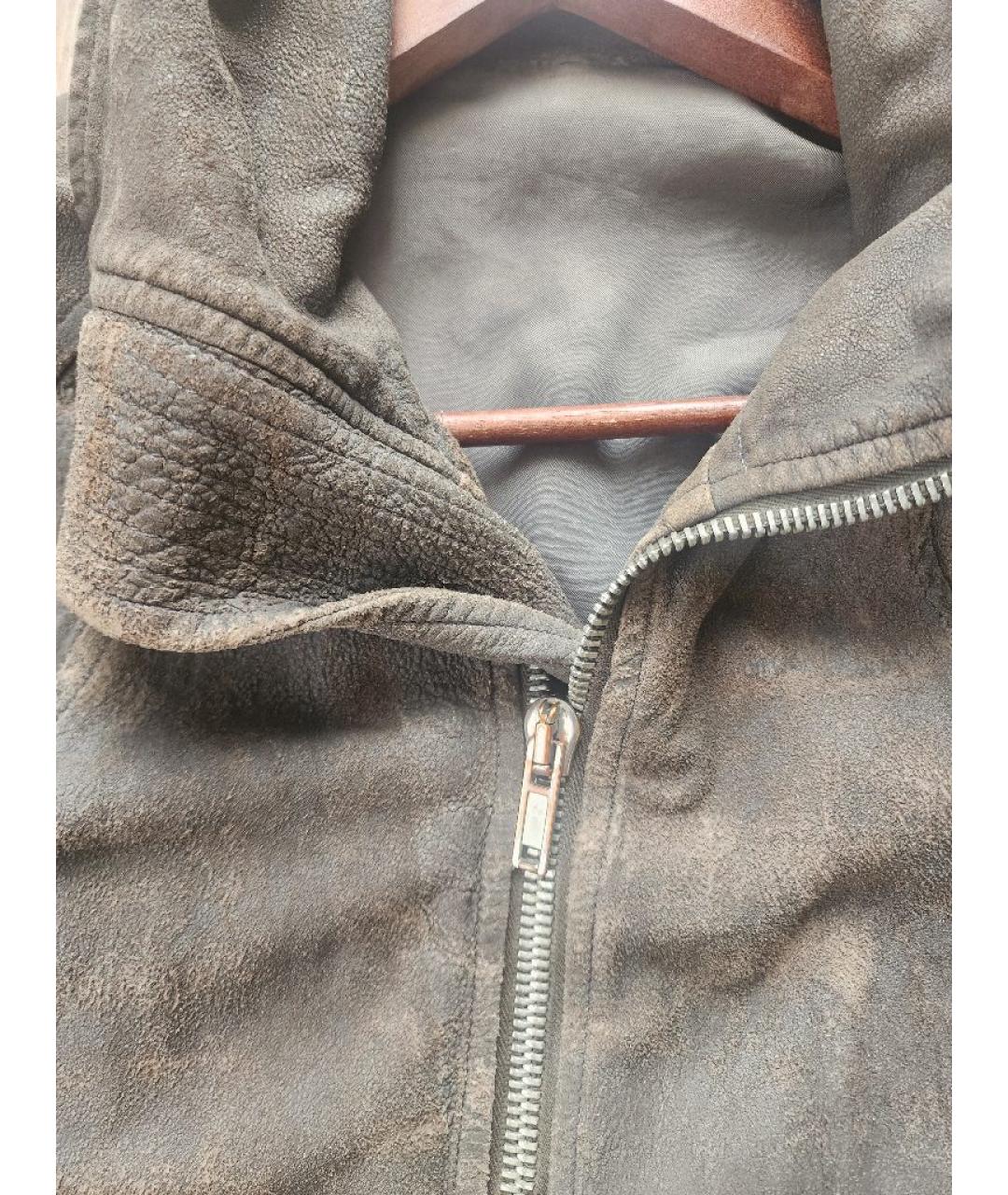 RICK OWENS Хаки кожаная куртка, фото 4