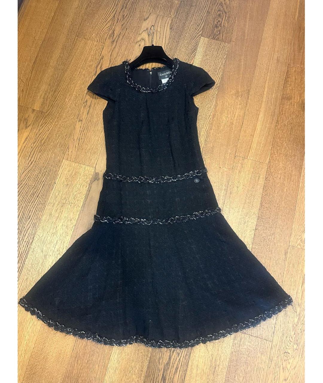 CHANEL Черное шерстяное повседневное платье, фото 3