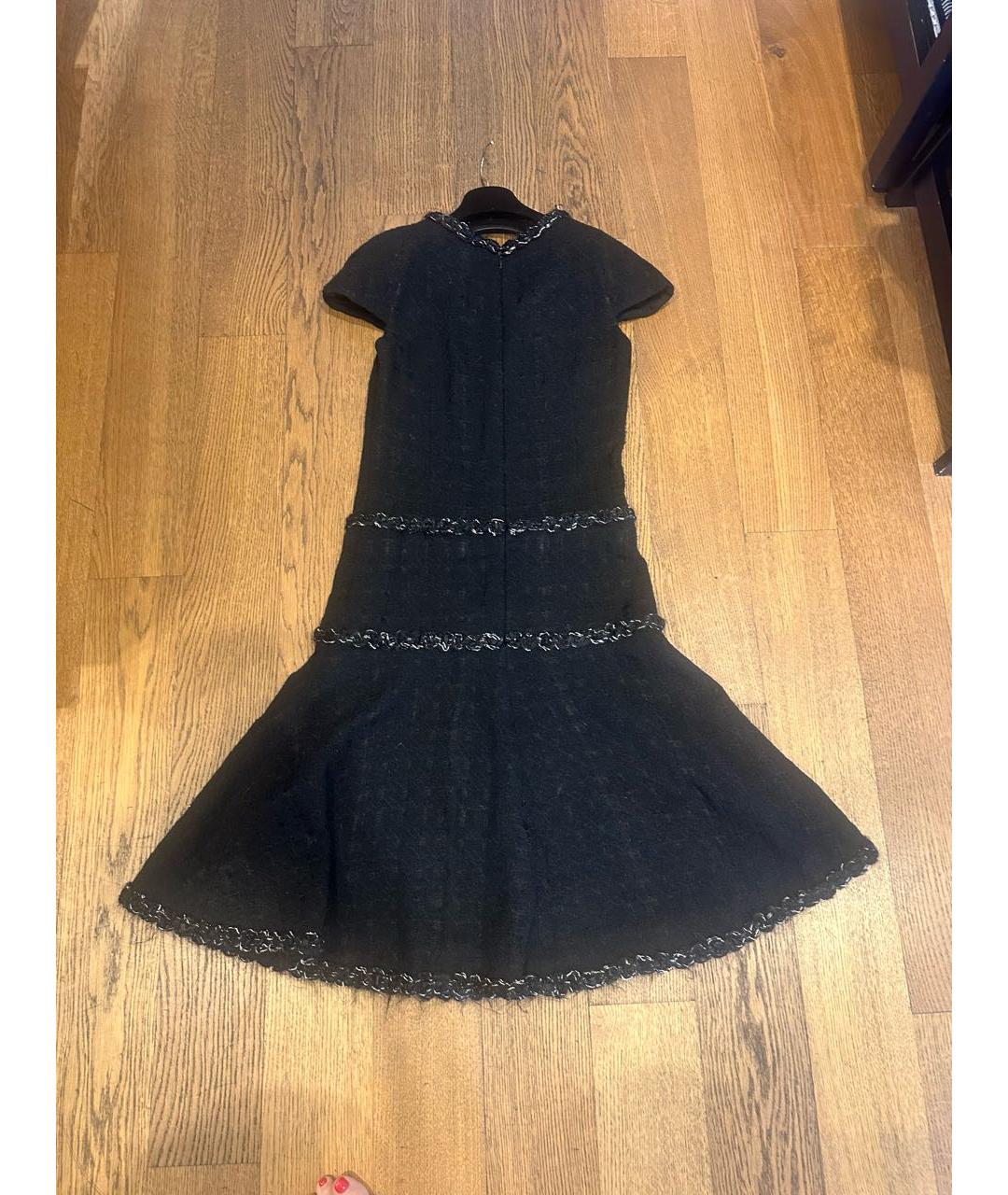 CHANEL Черное шерстяное повседневное платье, фото 2