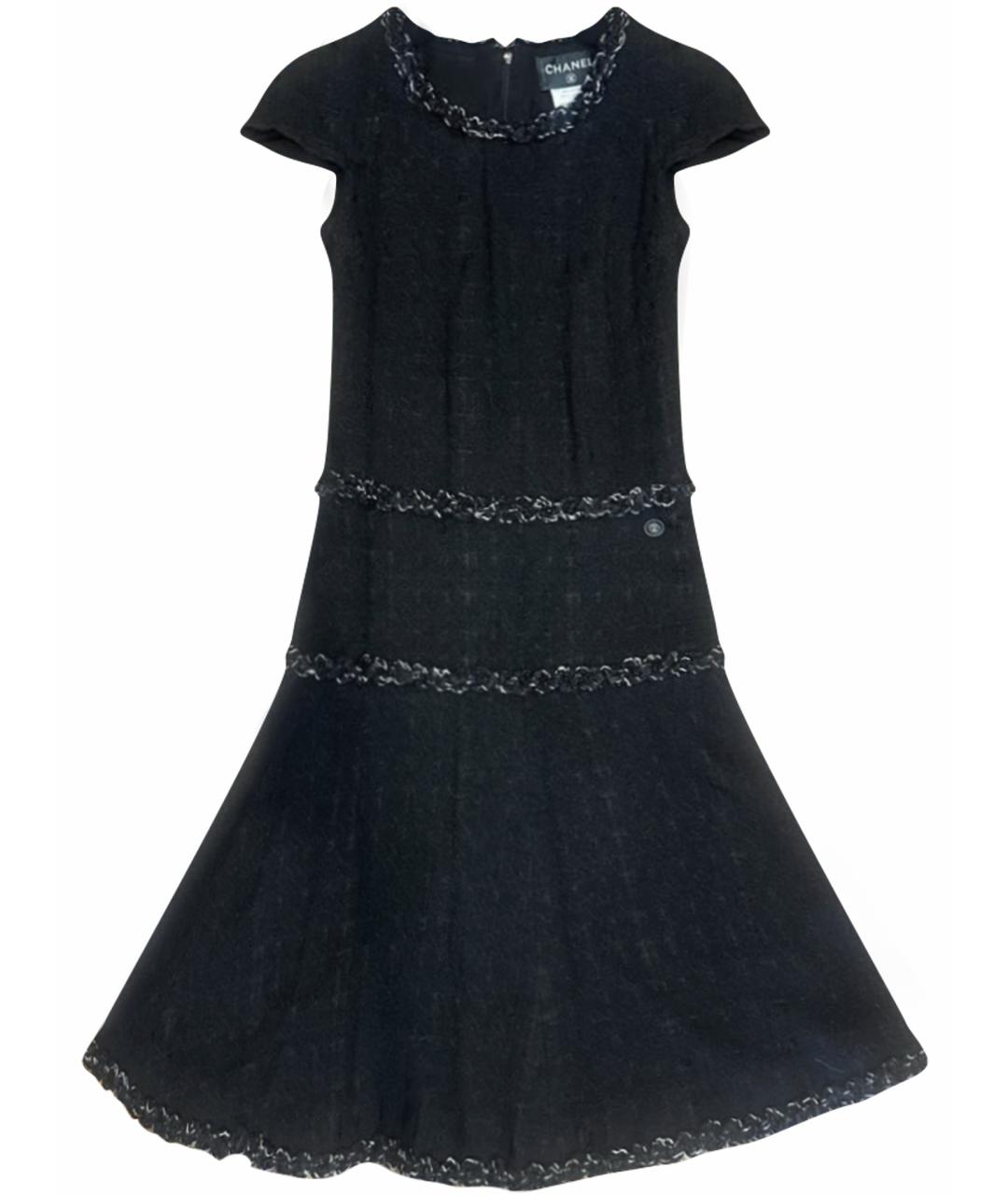 CHANEL Черное шерстяное повседневное платье, фото 1