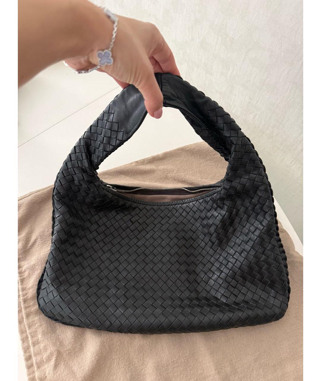 BOTTEGA VENETA Черная кожаная сумка с короткими ручками, фото 7