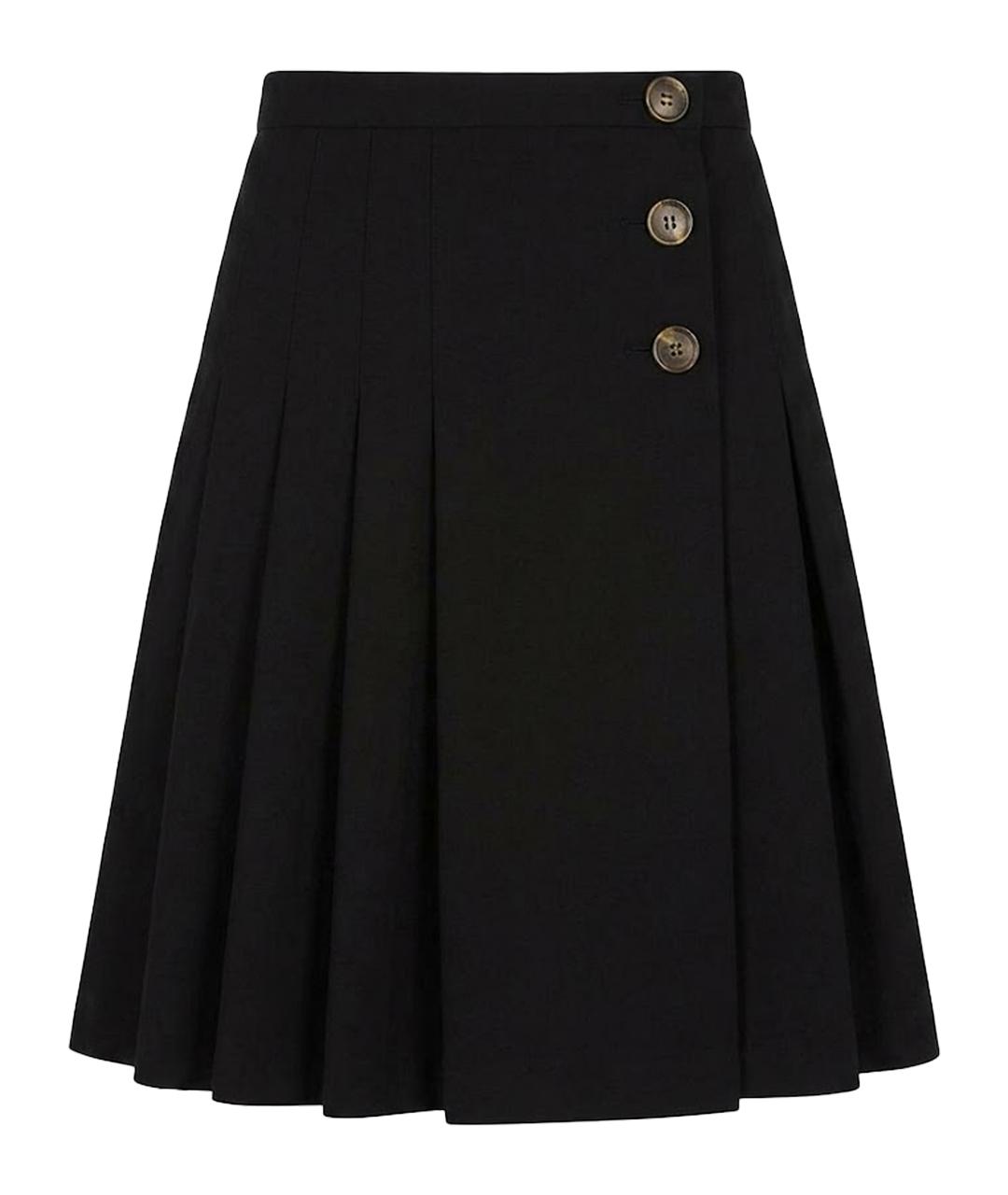 BURBERRY Черная шерстяная юбка миди, фото 1