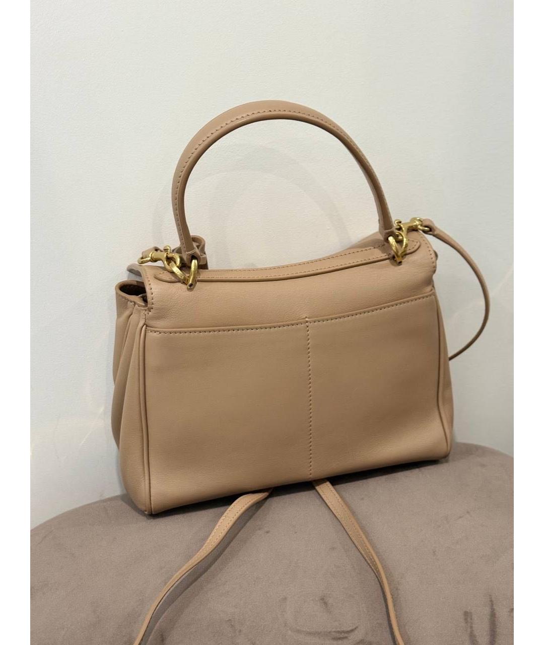 BALENCIAGA Бежевая кожаная сумка с короткими ручками, фото 2