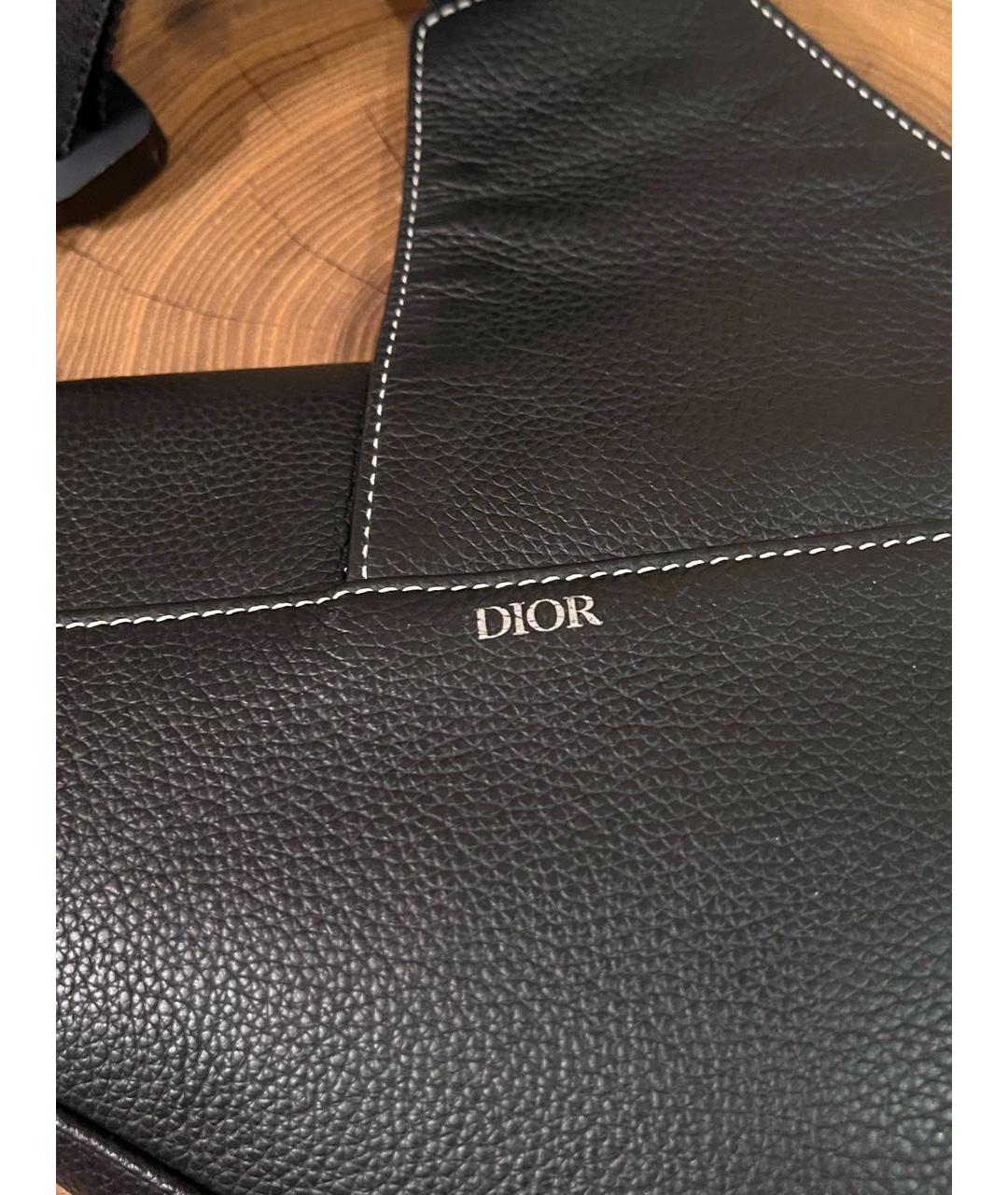 CHRISTIAN DIOR Черная кожаная сумка на плечо, фото 4