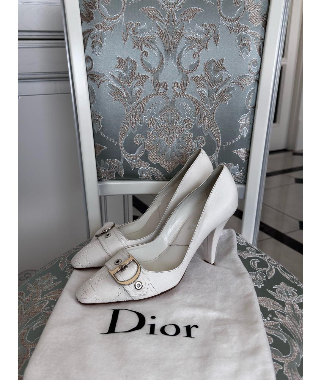 CHRISTIAN DIOR Белые кожаные туфли, фото 4