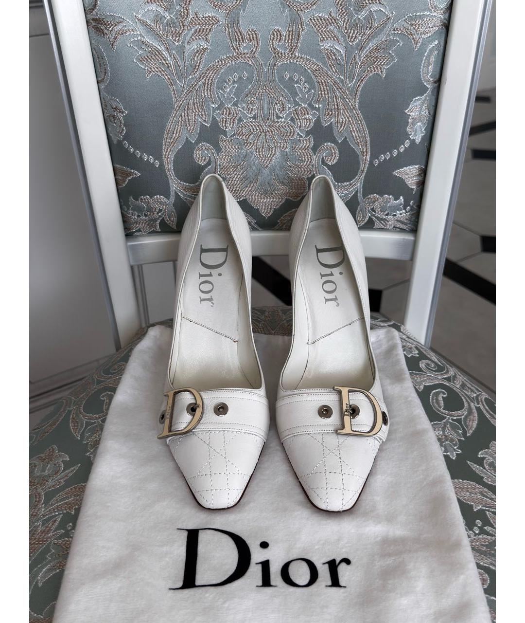 CHRISTIAN DIOR Белые кожаные туфли, фото 3