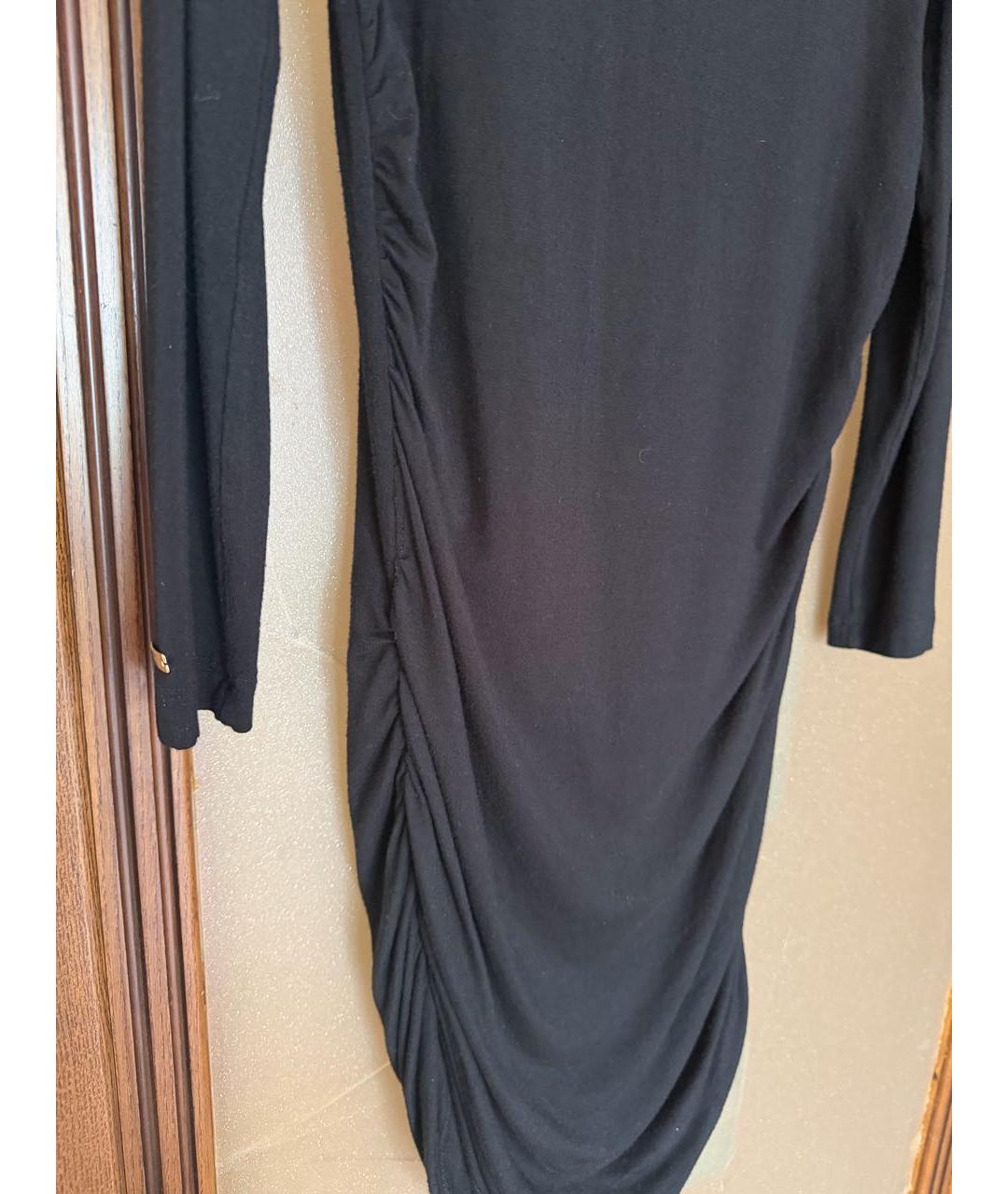 ELISABETTA FRANCHI Черное хлопко-эластановое платье, фото 4