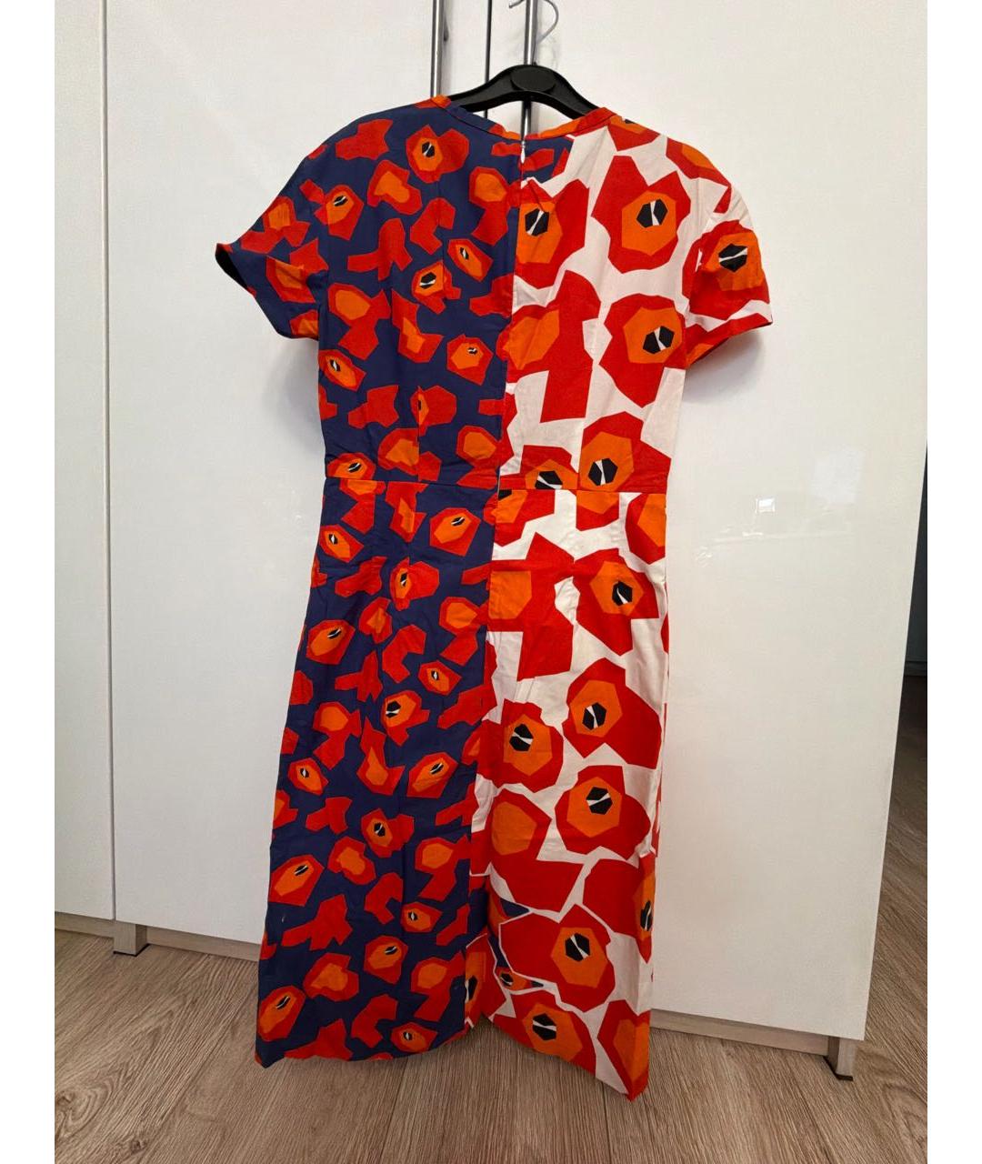 JIL SANDER Оранжевое хлопковое повседневное платье, фото 2