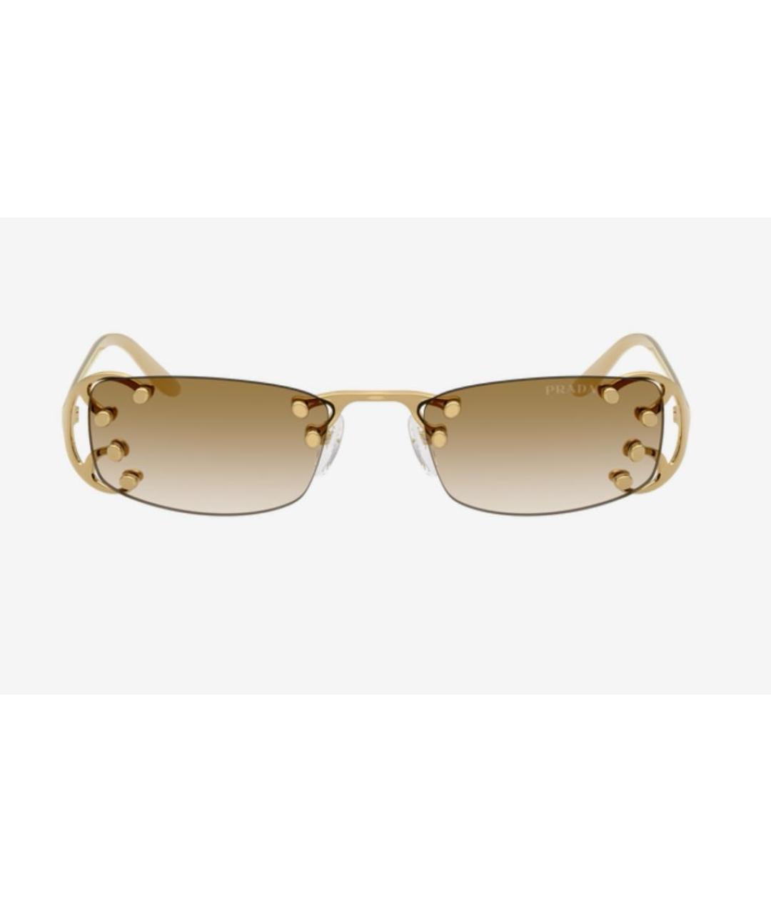 PRADA Золотые металлические солнцезащитные очки, фото 2