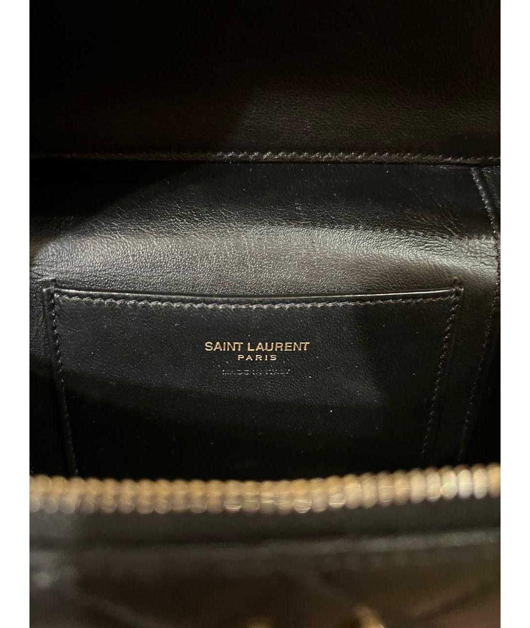 SAINT LAURENT Черная кожаная сумка с короткими ручками, фото 5