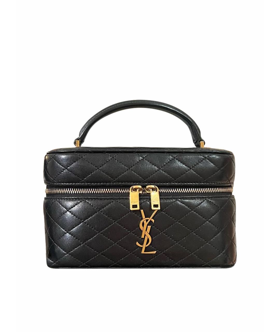 SAINT LAURENT Черная кожаная сумка с короткими ручками, фото 1