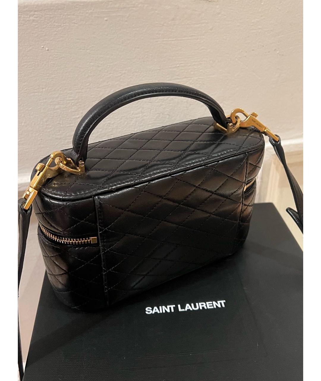 SAINT LAURENT Черная кожаная сумка с короткими ручками, фото 4