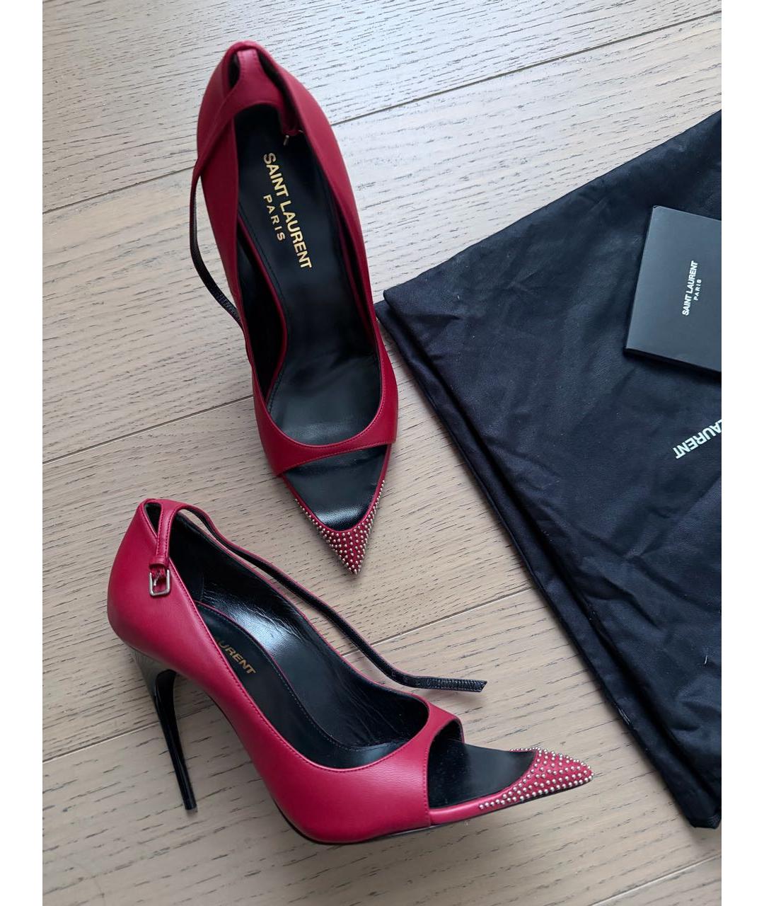 SAINT LAURENT Красные кожаные туфли, фото 5