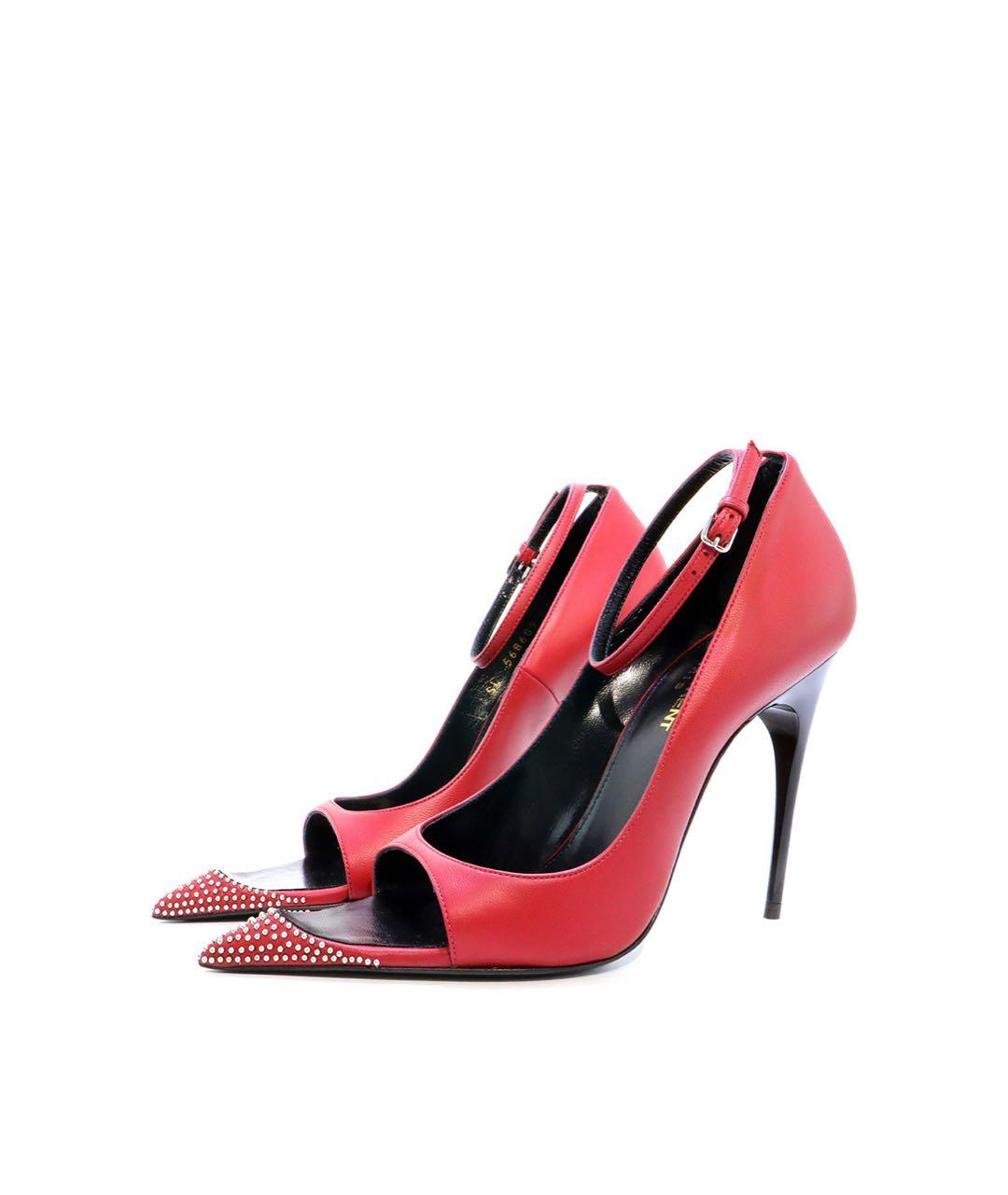 SAINT LAURENT Красные кожаные туфли, фото 6