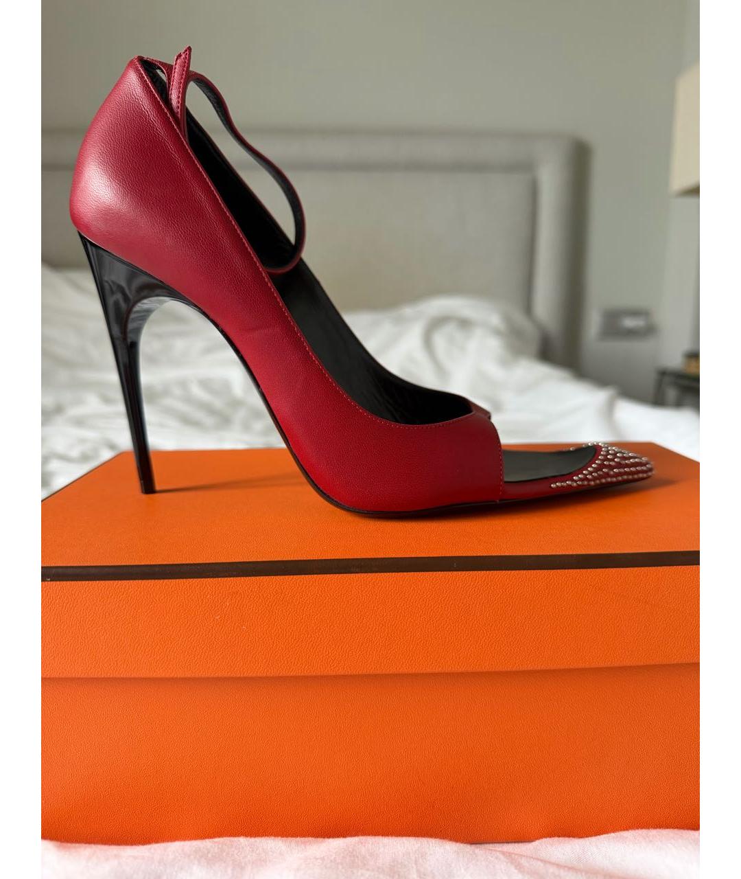 SAINT LAURENT Красные кожаные туфли, фото 7