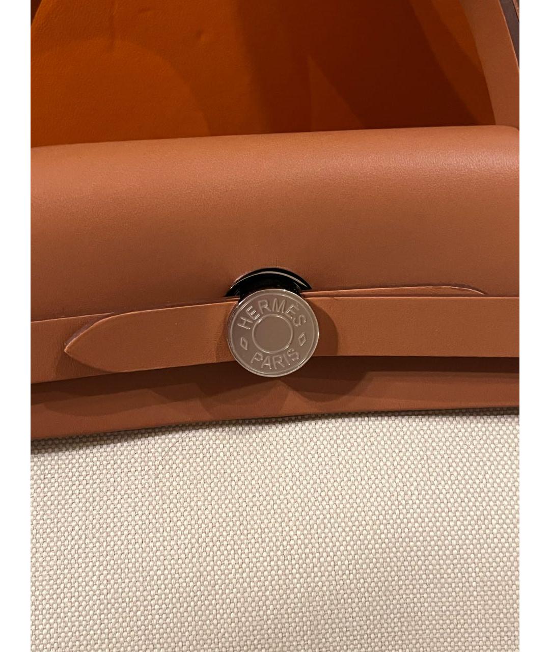 HERMES Бежевая тканевая сумка через плечо, фото 3