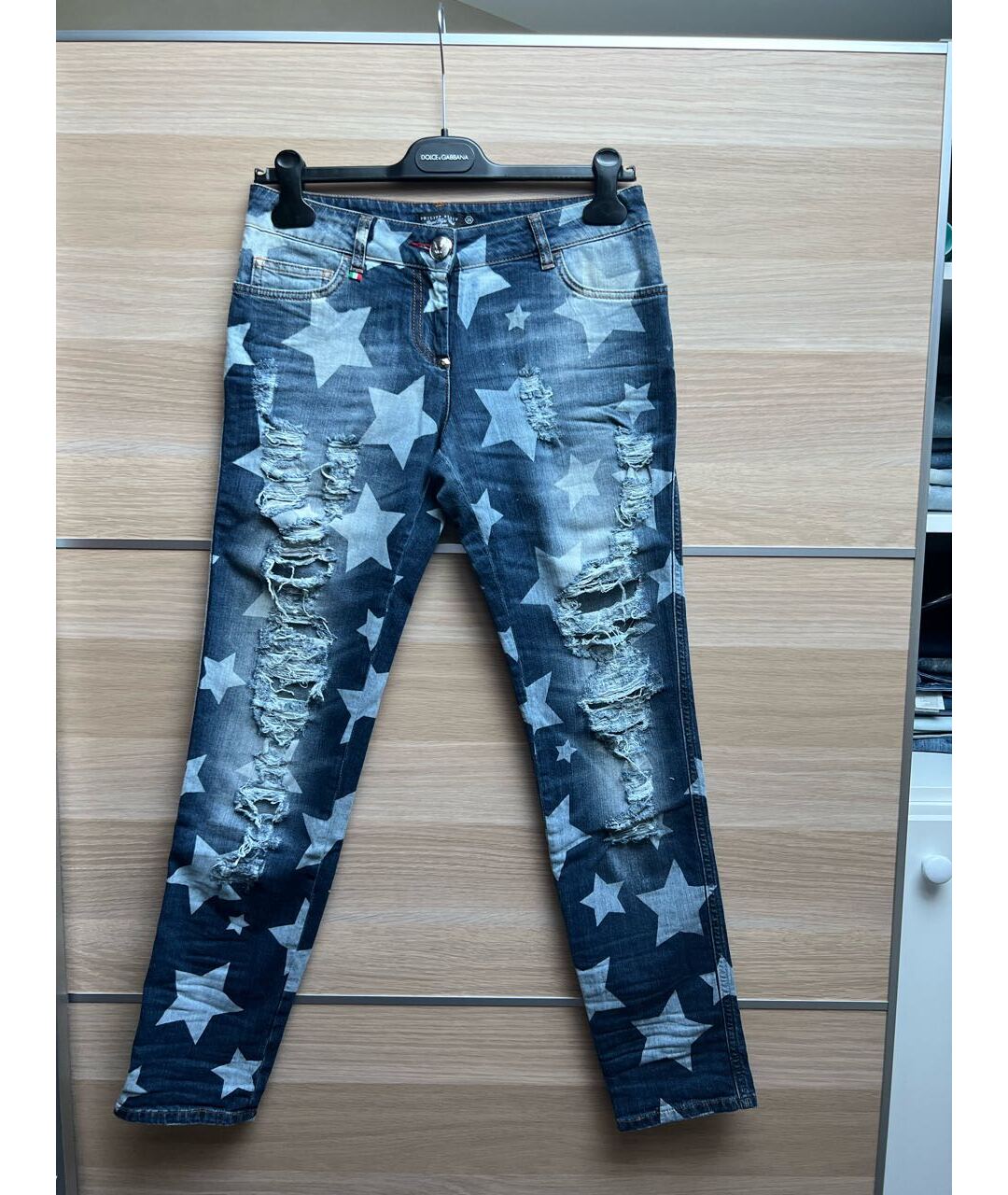 PHILIPP PLEIN Синие прямые джинсы, фото 7