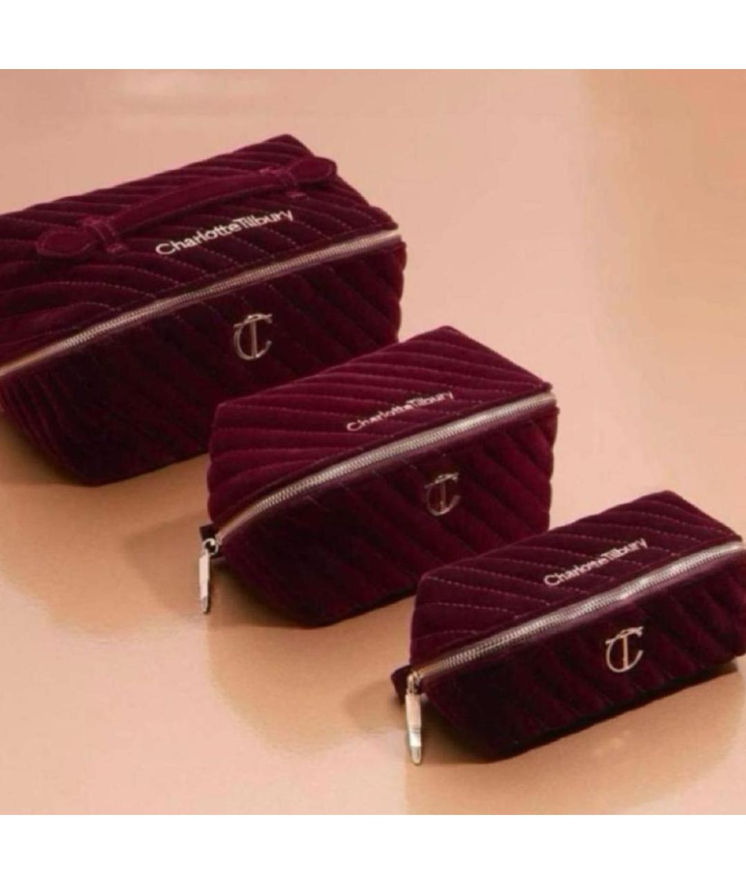 CHARLOTTE TILBURY Бордовая бархатная косметичка, фото 2