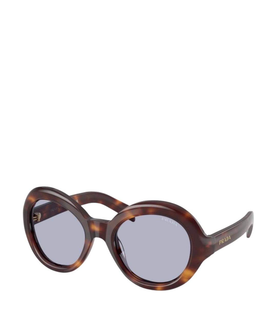 PRADA Коричневые пластиковые солнцезащитные очки, фото 1