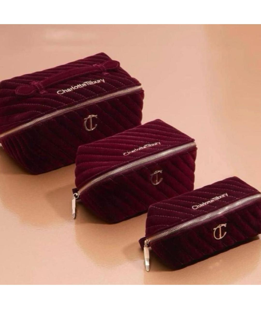 CHARLOTTE TILBURY Бордовая бархатная косметичка, фото 3