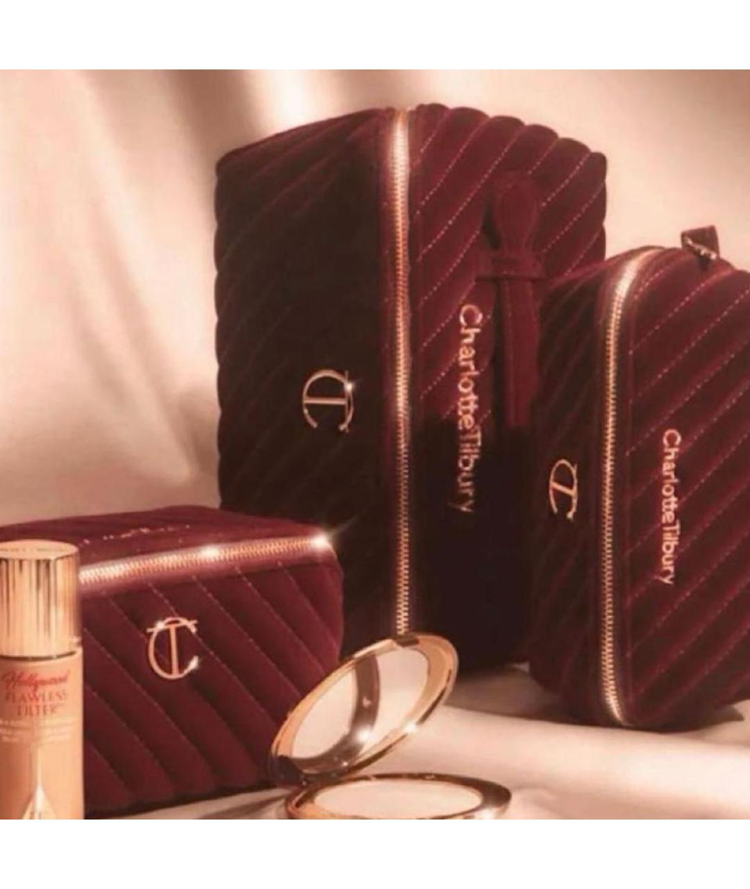 CHARLOTTE TILBURY Бордовая бархатная косметичка, фото 4
