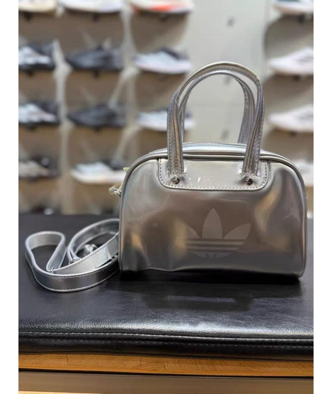 ADIDAS Серебряная кожаная сумка с короткими ручками, фото 4