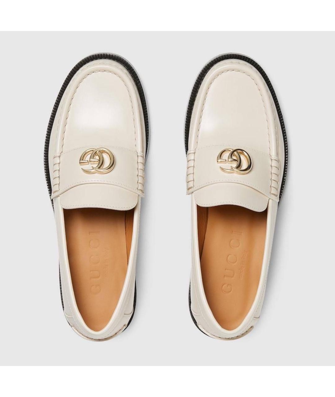 GUCCI Белые кожаные лоферы, фото 2