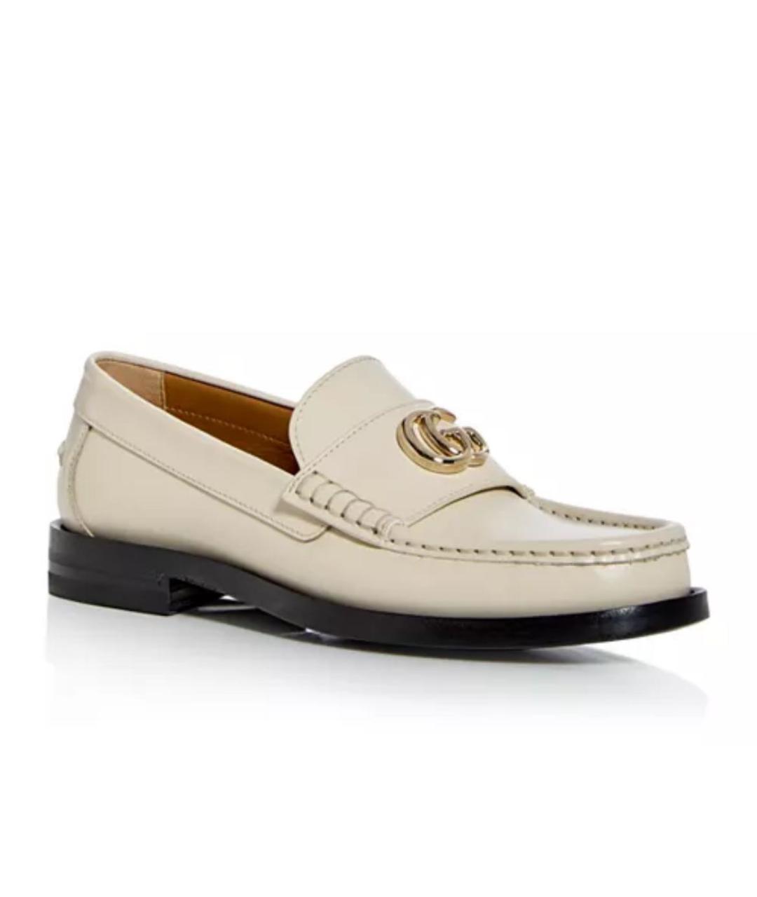 GUCCI Белые кожаные лоферы, фото 9
